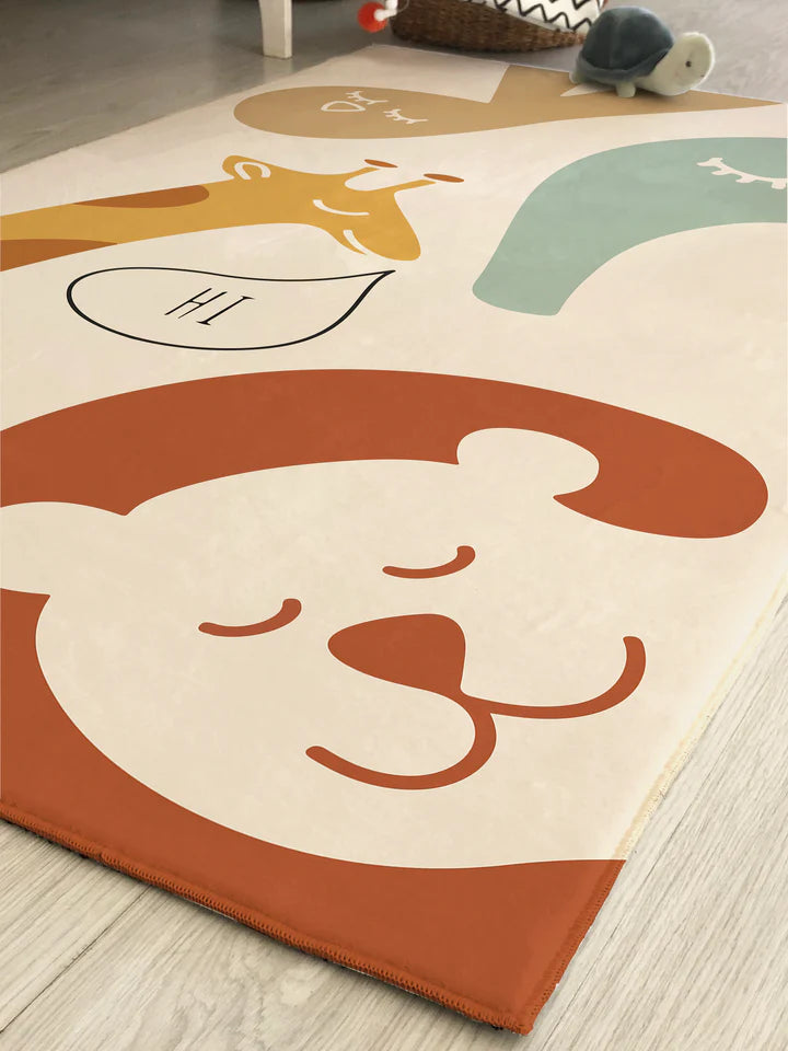 Scandinavian Cute Animals Patterned Children's Rug