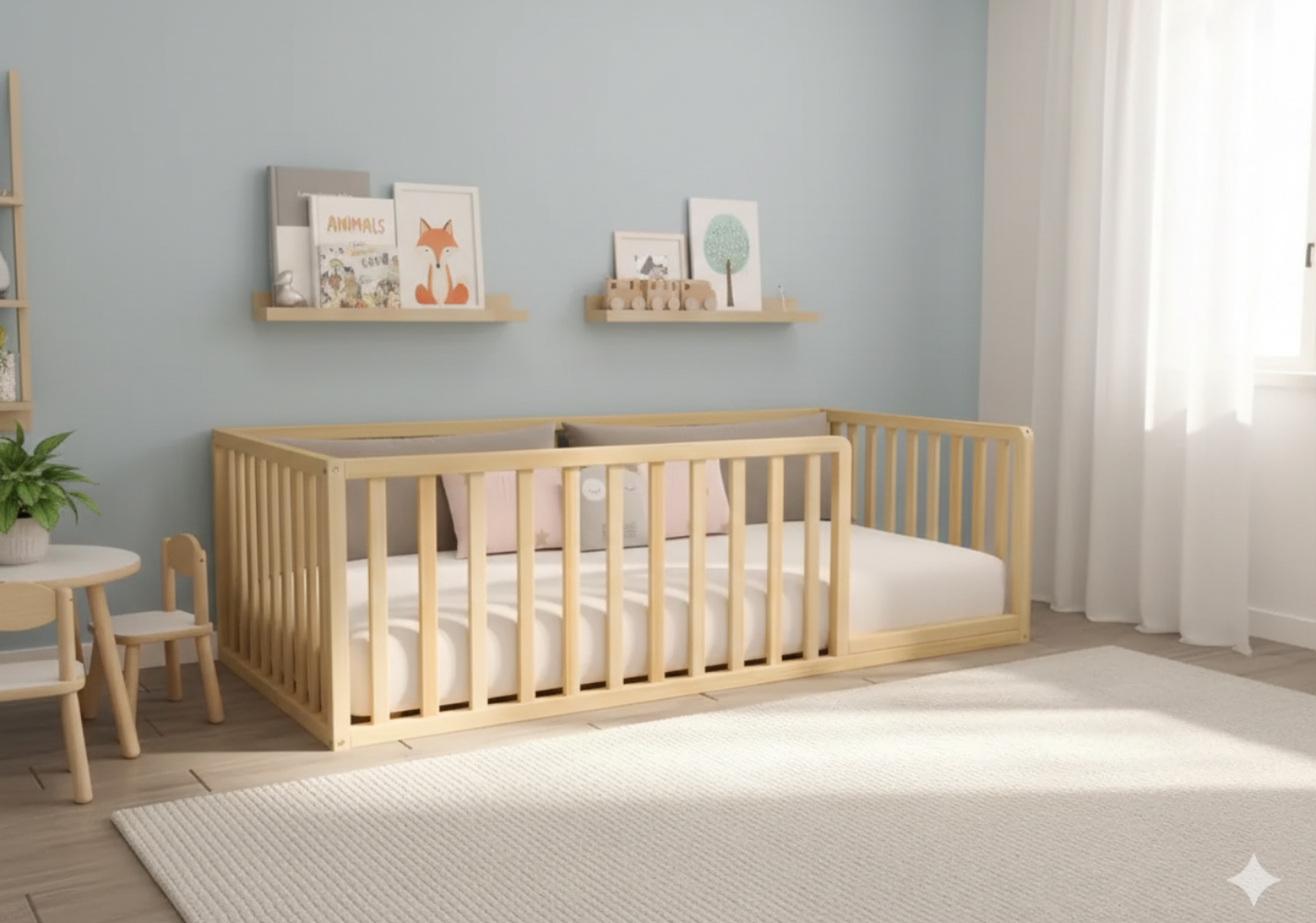 Kidoo - Montessori Playpen Low Bed with Railings