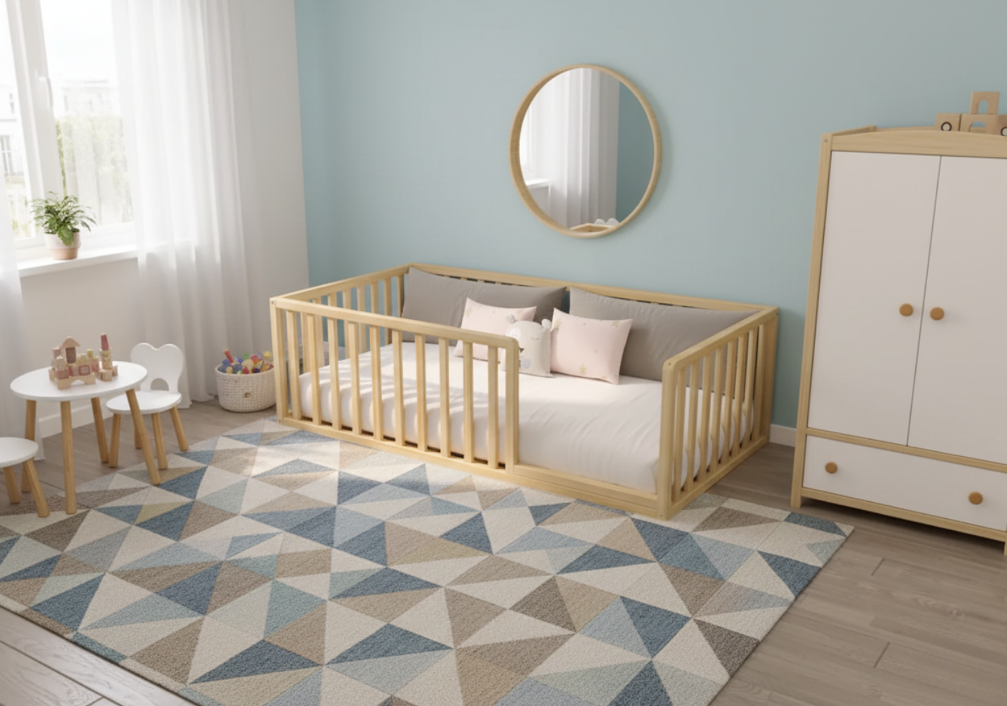 Kidoo - Montessori Playpen Low Bed with Railings