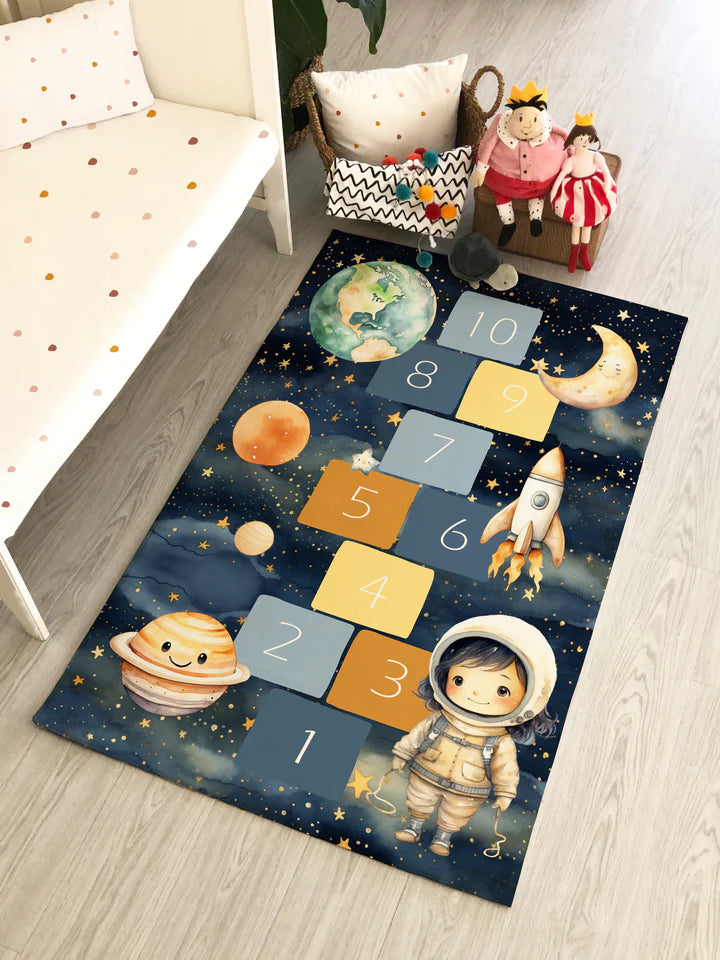 Astronaut Patterned Children's Room Rug