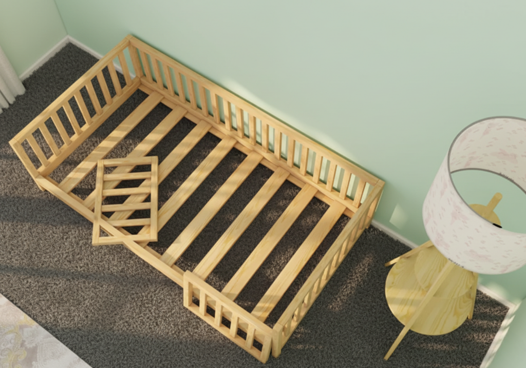 Nuvra - Montessori Playpen Low Bed with Removable Railings