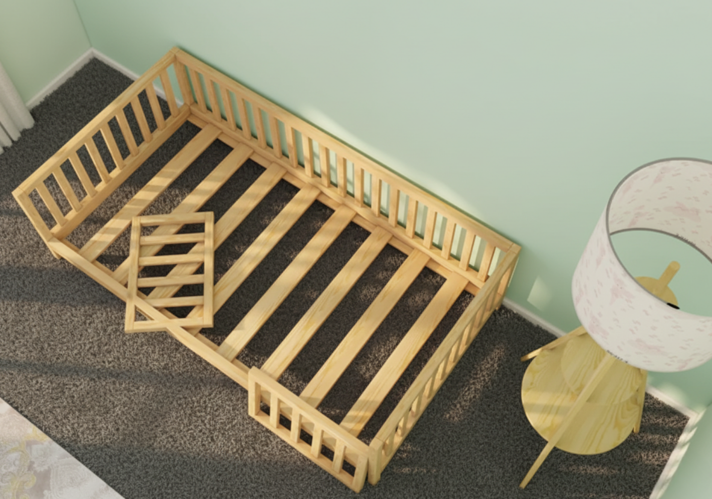 Nuvra - Montessori Playpen Low Bed with Removable Railings