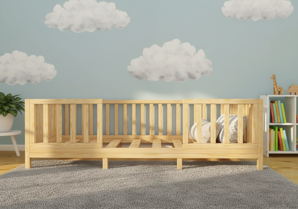 Nuvra - Montessori Playpen Low Bed with Removable Railings