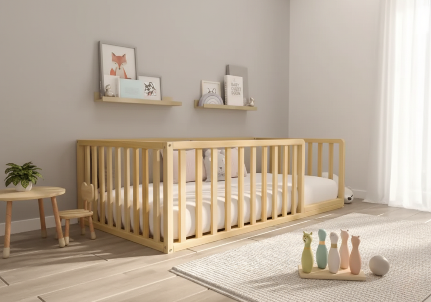Kidoo - Montessori Playpen Low Bed with Railings