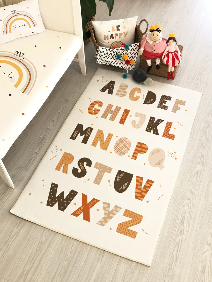 Colorful Letters Alphabet Patterned Children's Rug