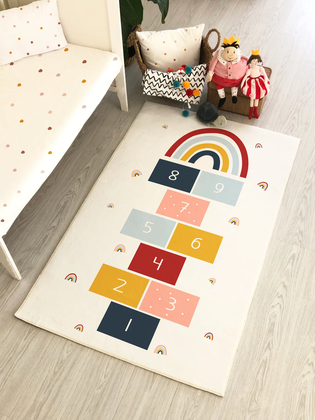 Rainbow Hopscotch Pattern Children's Rug