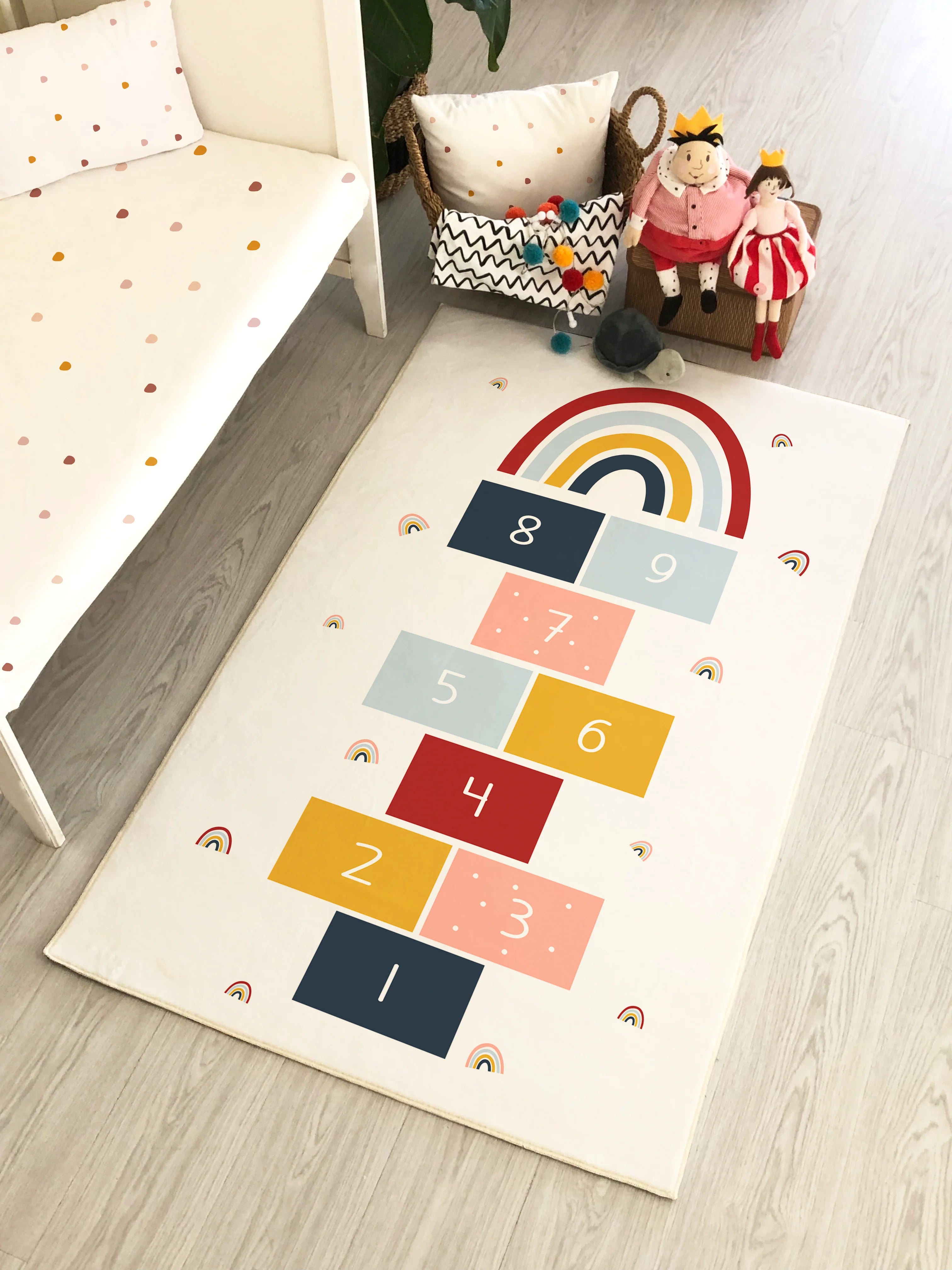 Rainbow Hopscotch Pattern Children's Rug