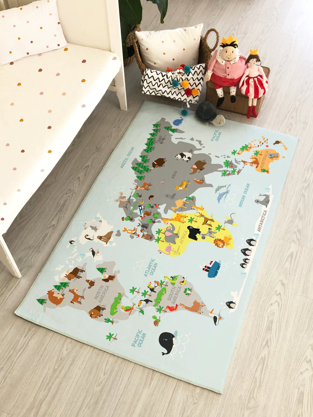 World Map Pattern Children's Rug