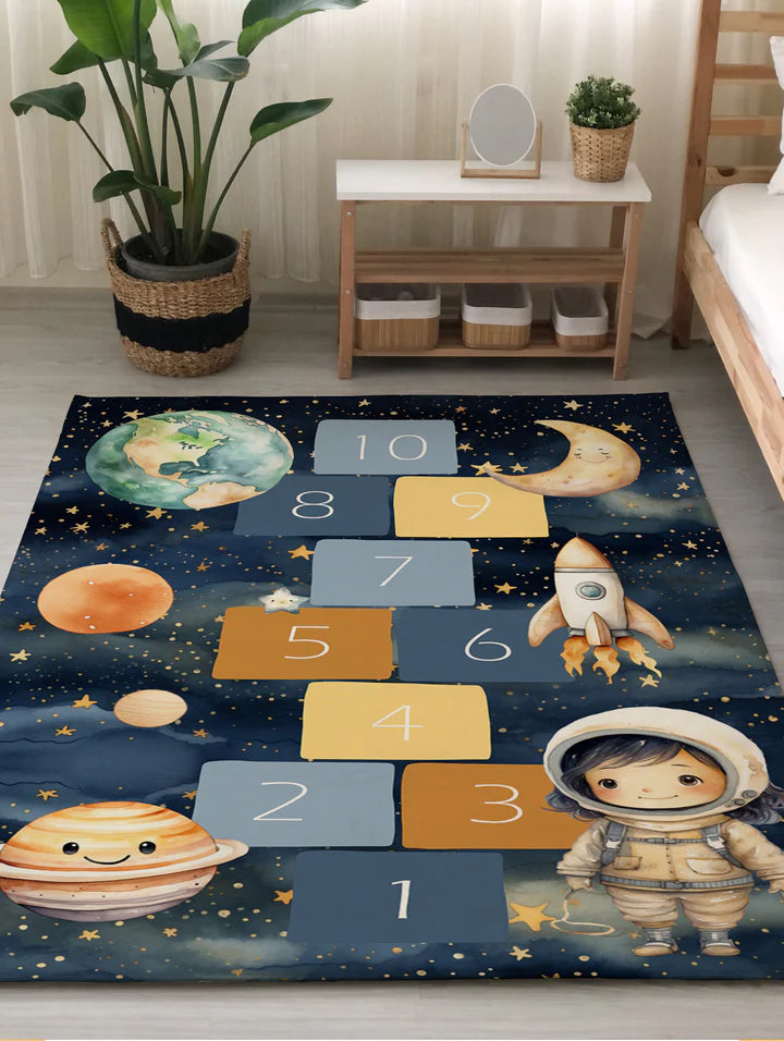 Astronaut Patterned Children's Room Rug