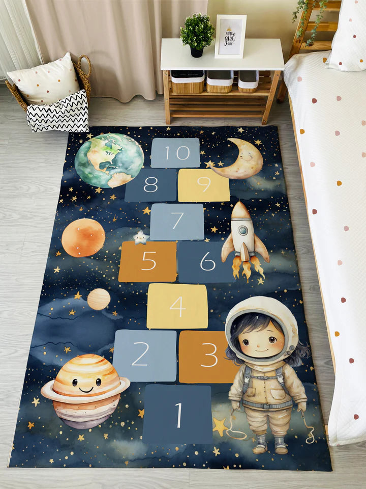 Astronaut Patterned Children's Room Rug