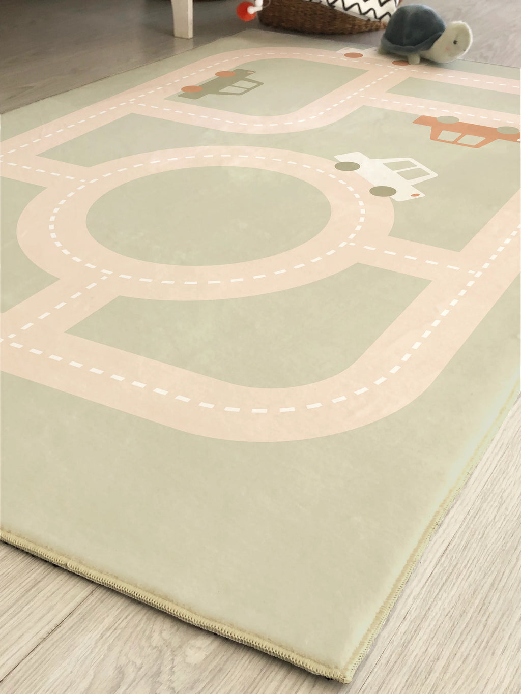 Scandinavian Car Road Pattern Children's Rug