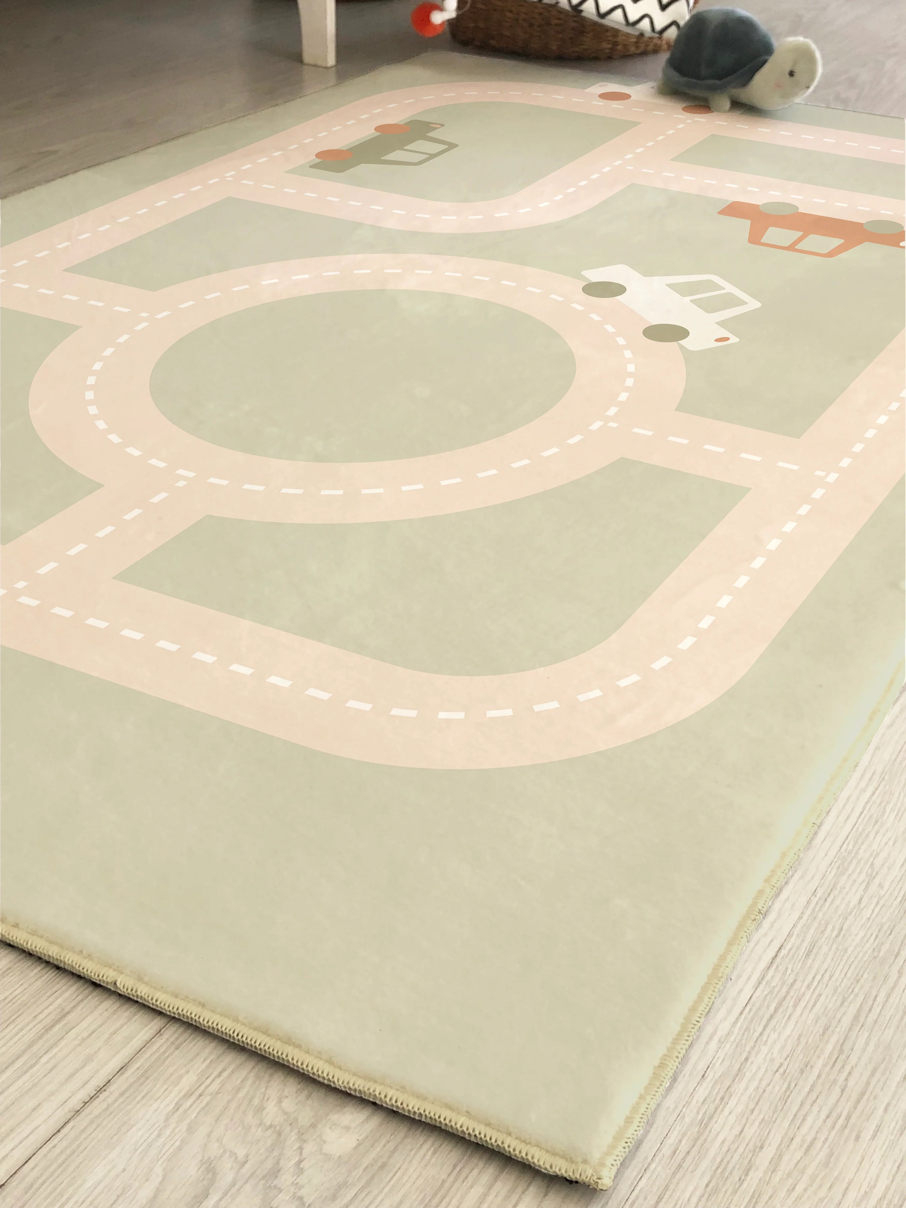 Scandinavian Car Road Pattern Children's Rug