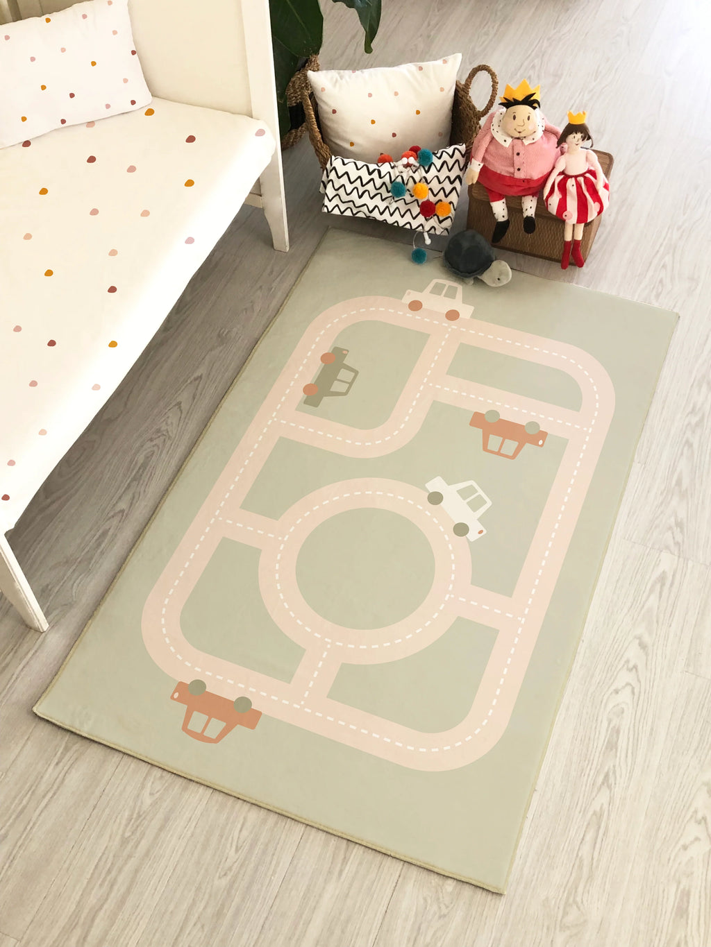 Scandinavian Car Road Pattern Children's Rug