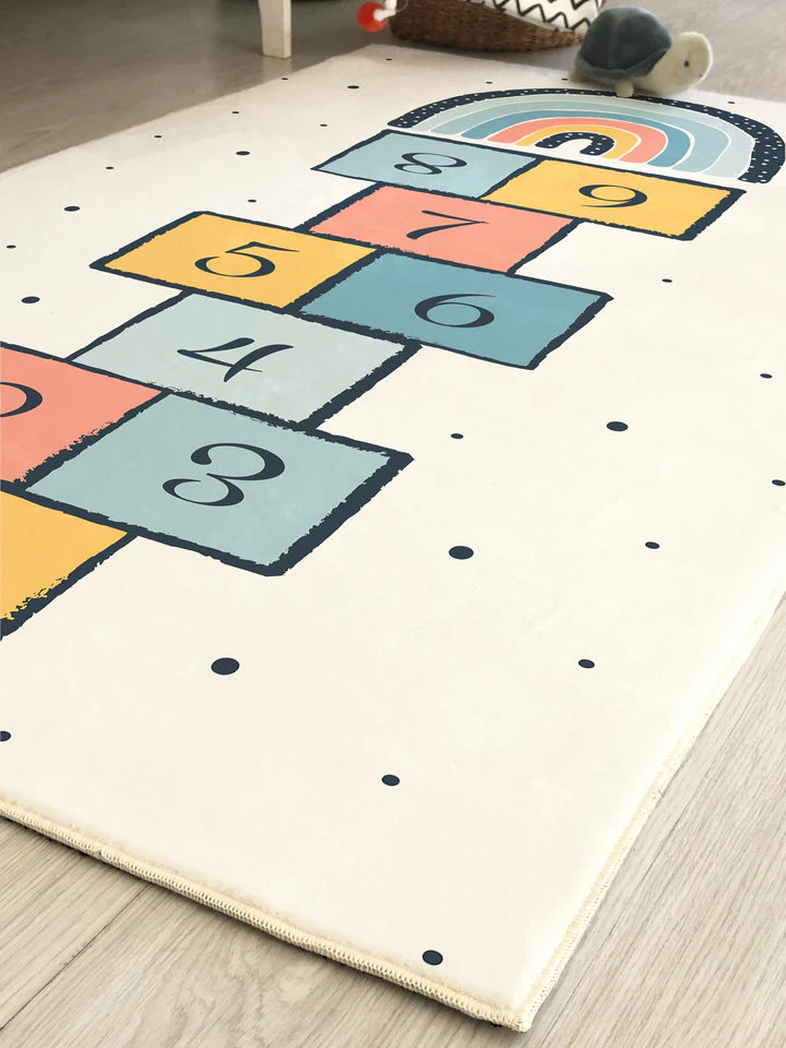 Rainbow Hopscotch Pattern Children's Rug