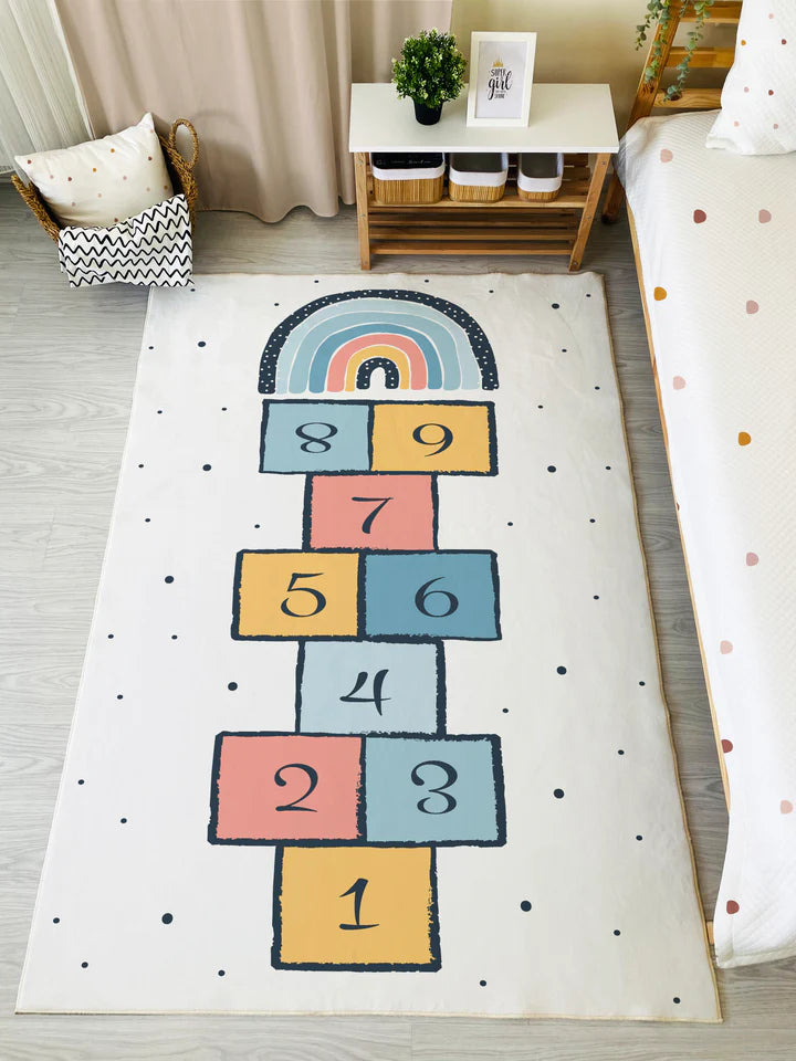 Rainbow Hopscotch Pattern Children's Rug
