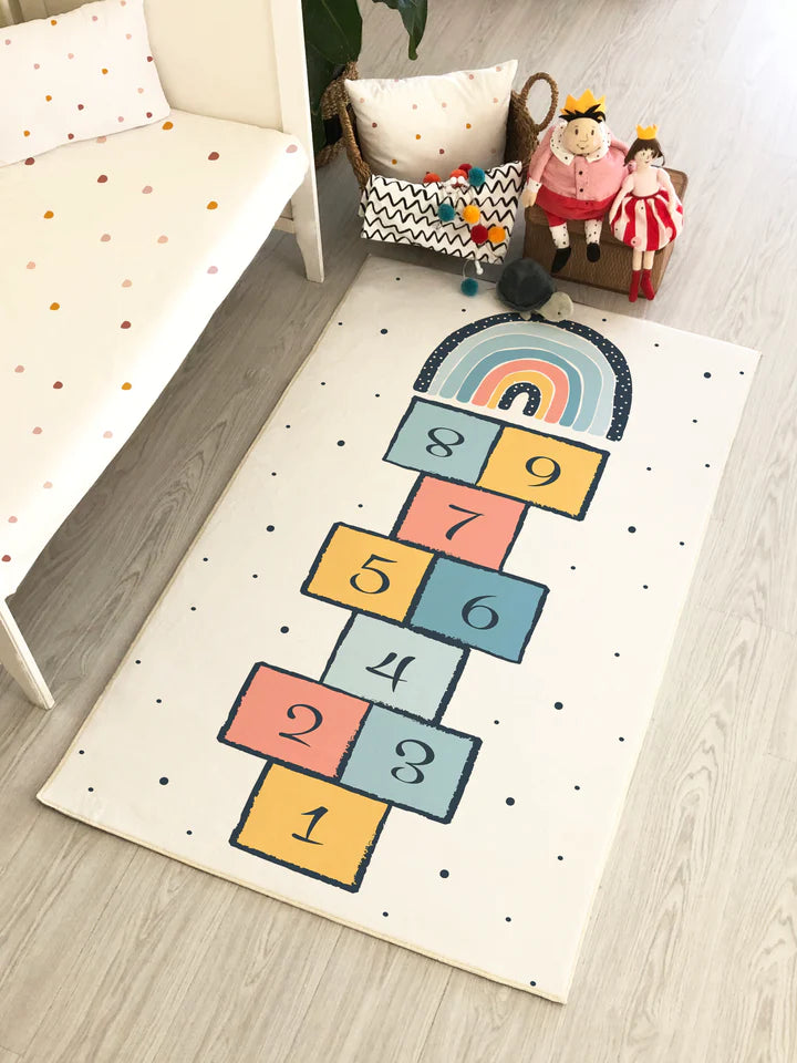 Rainbow Hopscotch Pattern Children's Rug