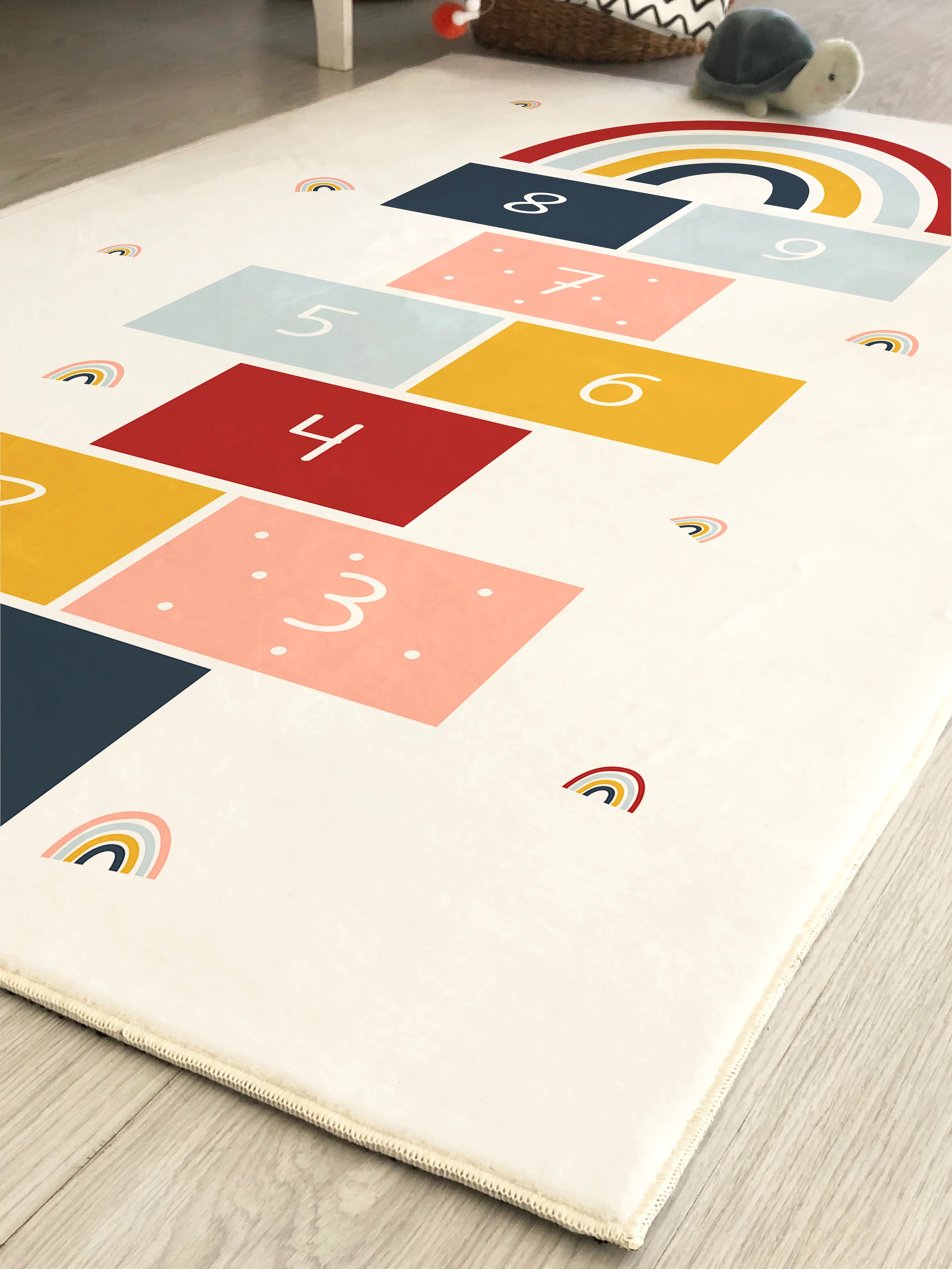 Rainbow Hopscotch Pattern Children's Rug