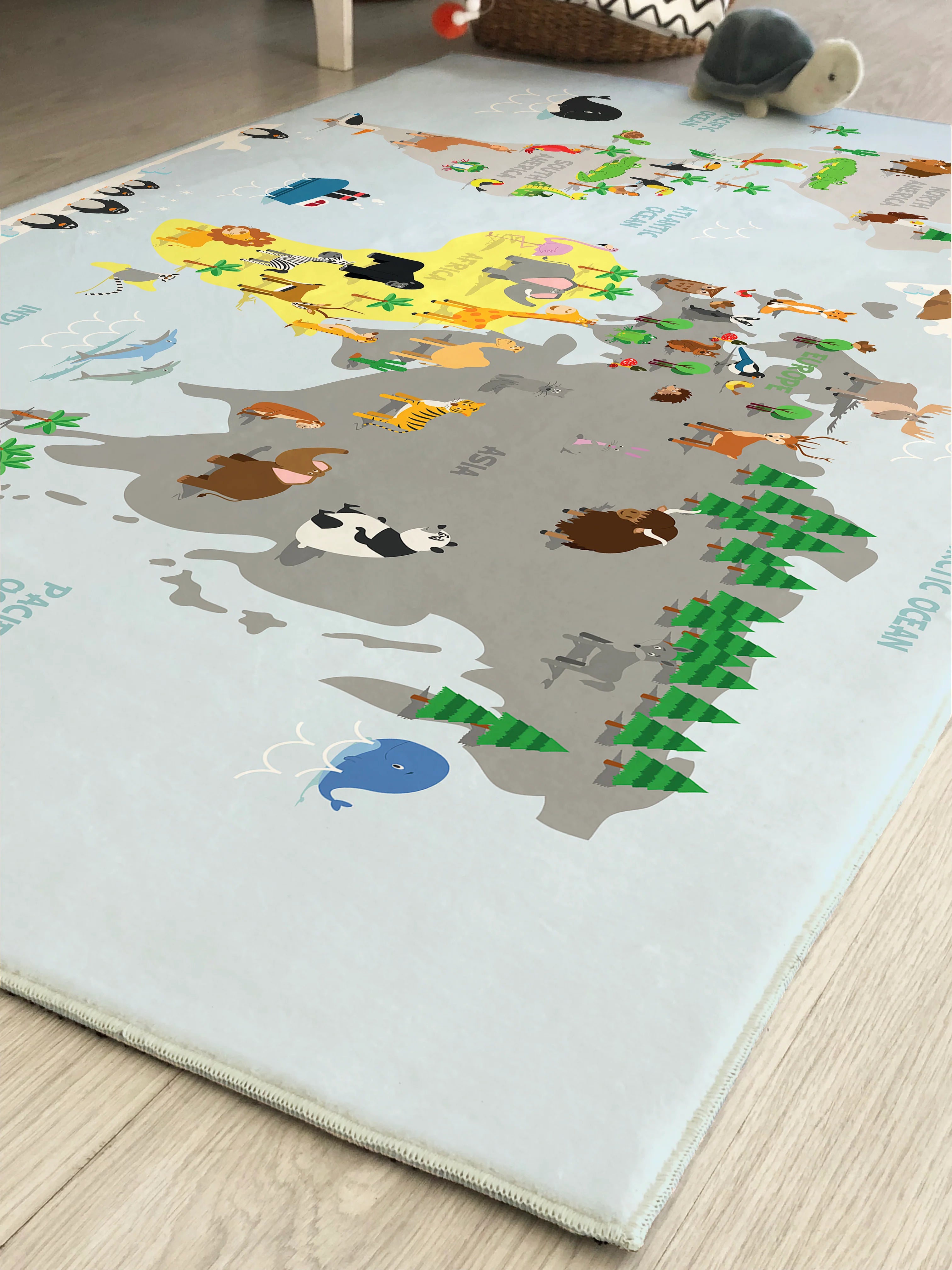 World Map Pattern Children's Rug