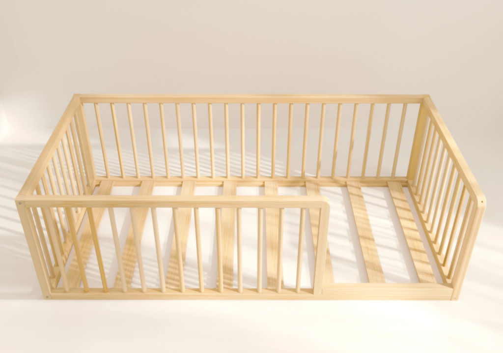 Avero - Montessori Floor Bed with Railings and Curved Corners