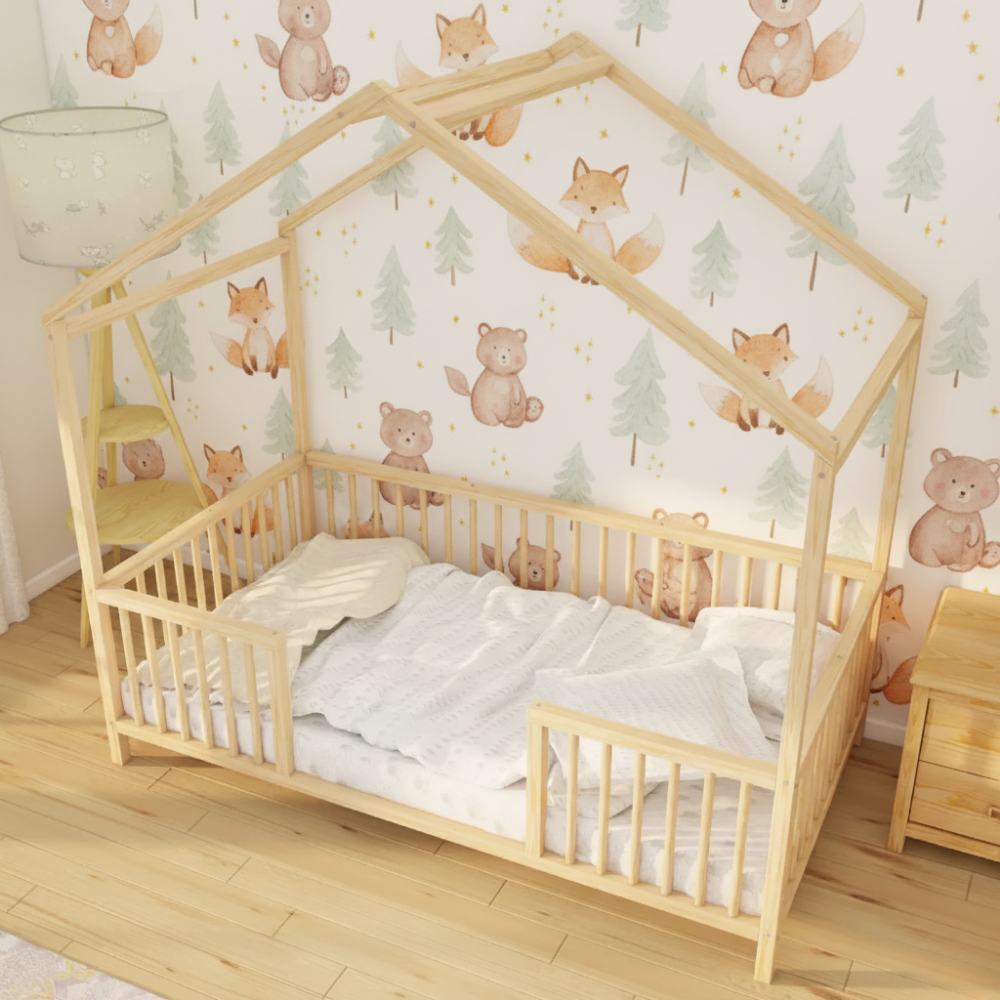 Hovia - Montessori Playhouse Low Bed with Cylindrical Railings