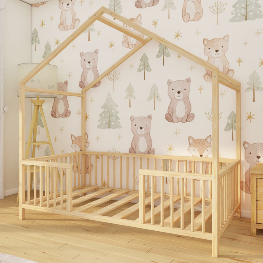 Hovia - Montessori Playhouse Low Bed with Cylindrical Railings